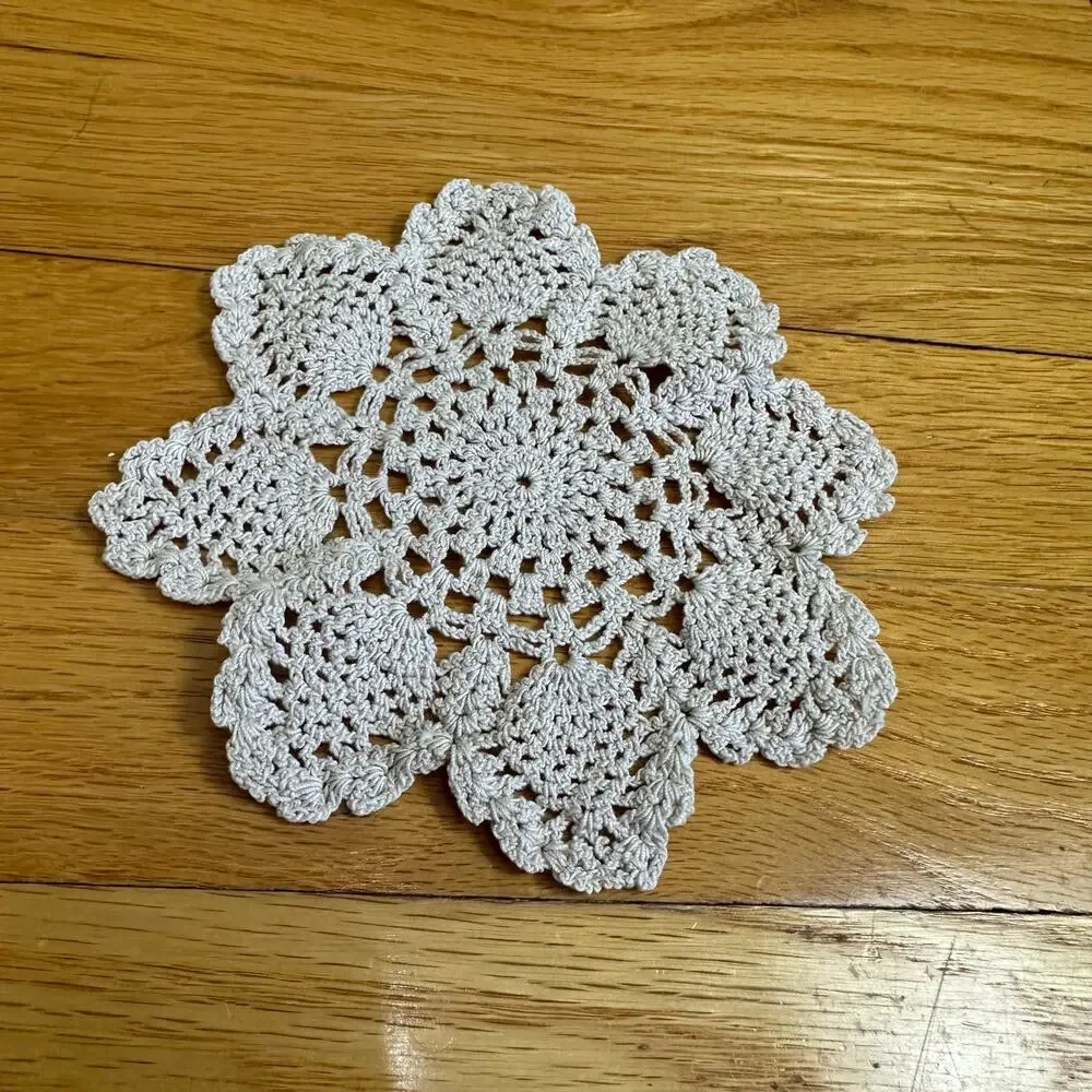 Hand Crochet Vintage Doily Coaster Oatmeal Cream Beige Ecru Color About 5.5